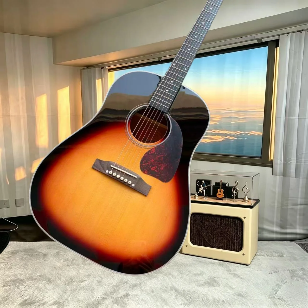 Dreadnought Sunburst Vintage Acoustic Folk Guitar Spruce Top Mahogany Back‑Sides Intermediate Sing‑Play Performance Beginner