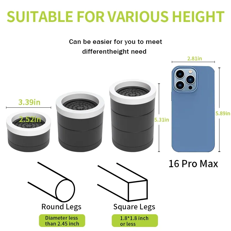 Universal Furniture Elevator Blocks Stackable DIY Risers Non Slip and Wear Resistant for Chair Couch and Desk