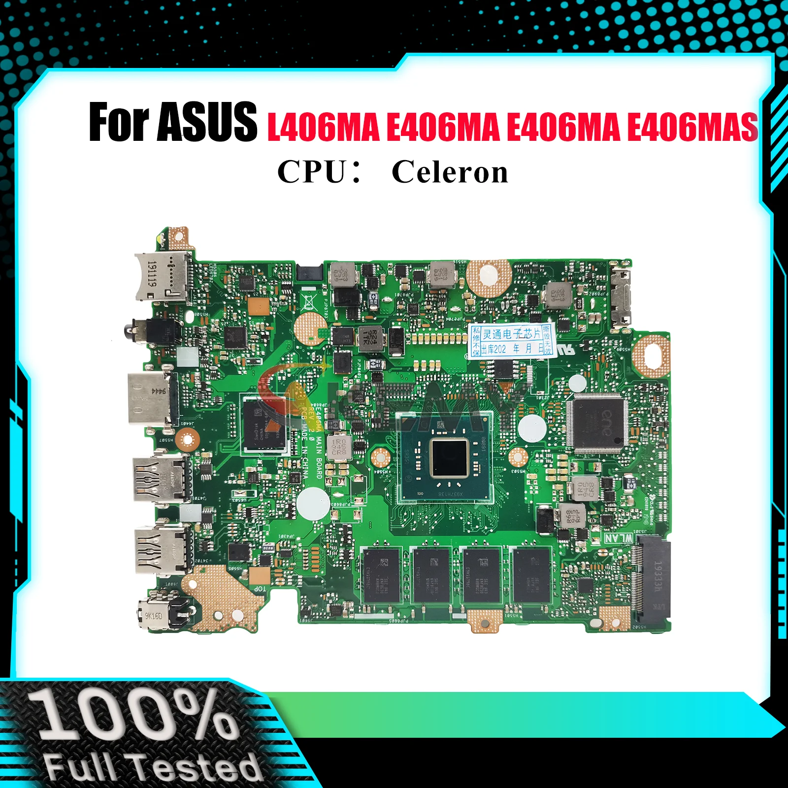 

E406MA Laptop Motherboard For ASUS EeeBook E406MA E406MAS L406MA E406M Notebook Mainboard W/ Celeron CPU 100% tests OK fast ship