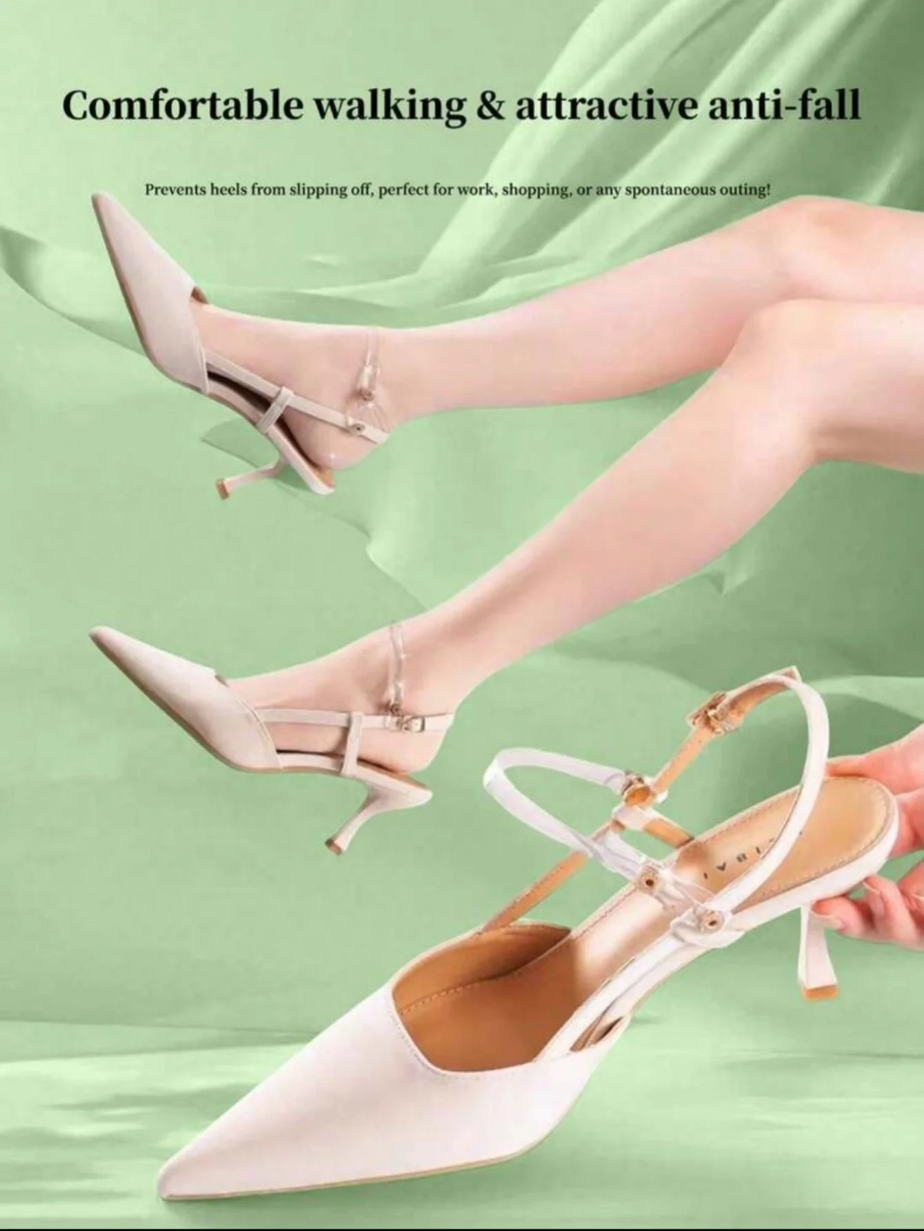 Picture 3: 1 Pair of Women's Transparent High-Heeled Shoe Straps, Non-Slip Adjustable Ankle Straps, Suitable for Summer Wide Sandals, Attractive Wedge Shoes, Elegant Gold High Heels (for Parties, Weddings, Graduations, Mother's D
