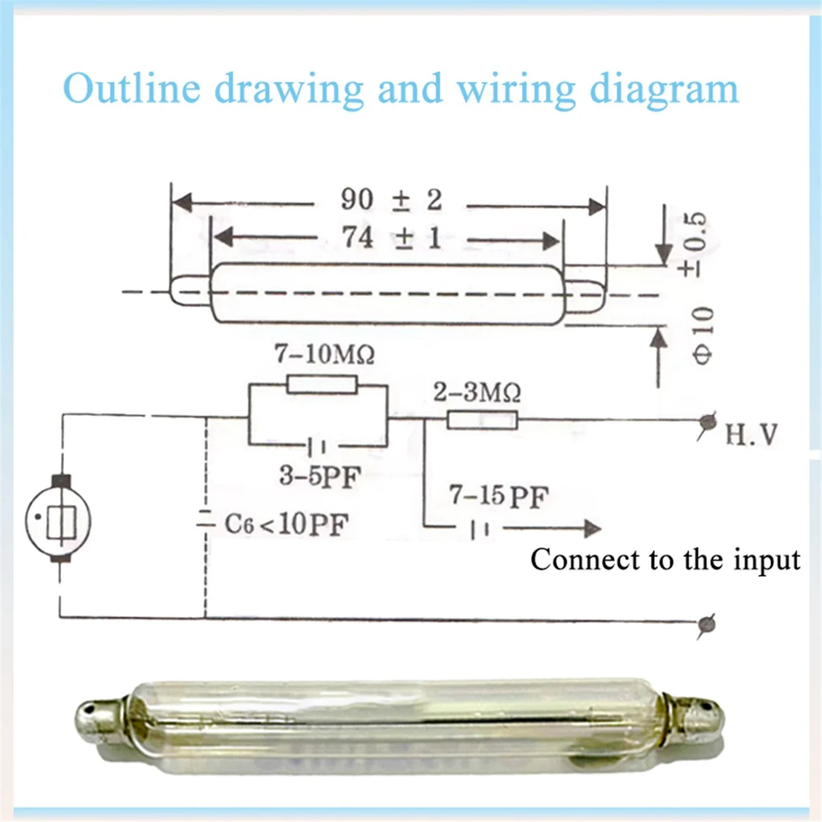 1PCS J321 Geiger Muller Tube Counter Hard Beta GM Detectors Geiger Counter Kit the Tube for Nuclear Radiation Detector