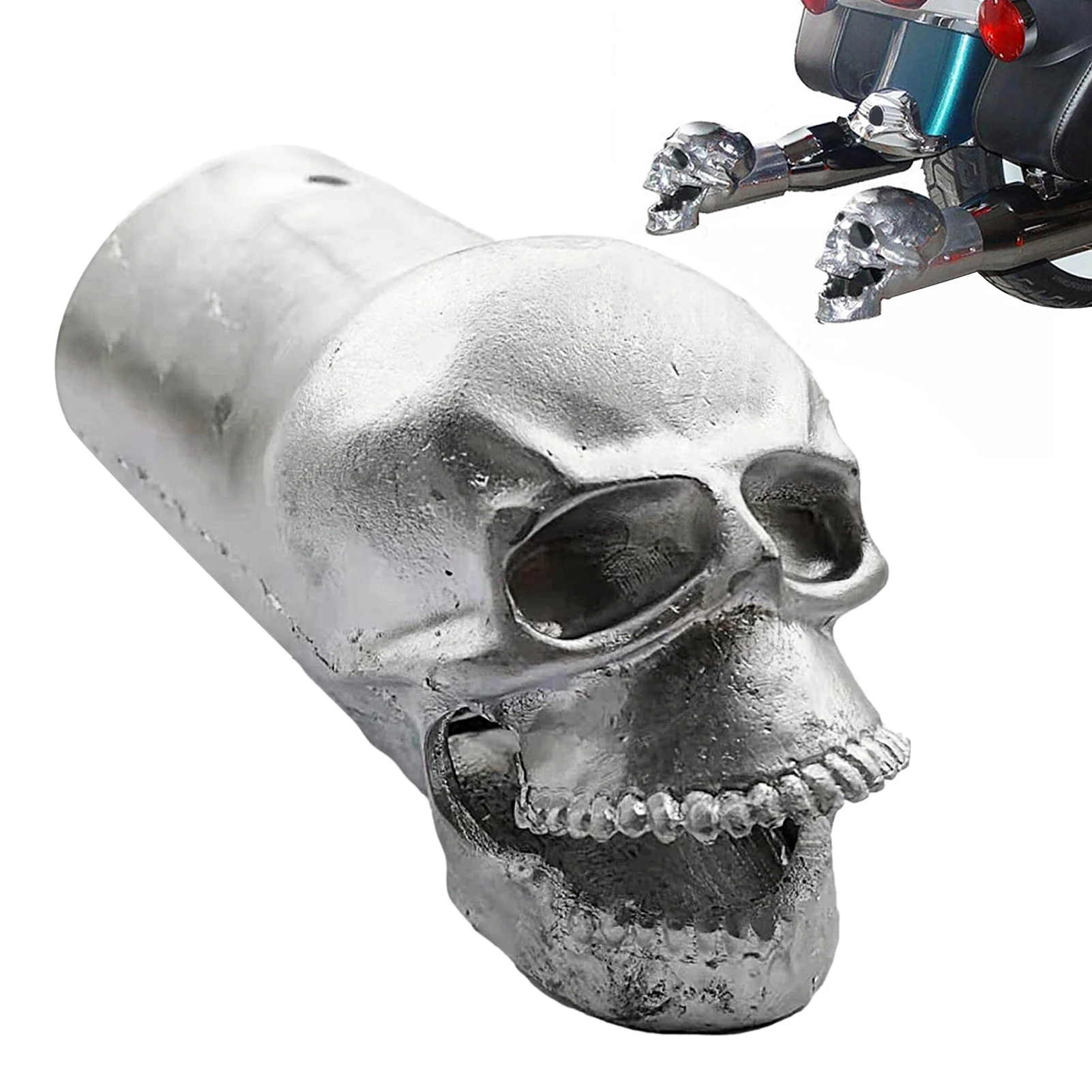Motorcycle Skull Exhaust Tip Universal Motorbike Exhaust Pipe 5CM Solid Metal Skull Exhaust Pipe Halloween Decorations