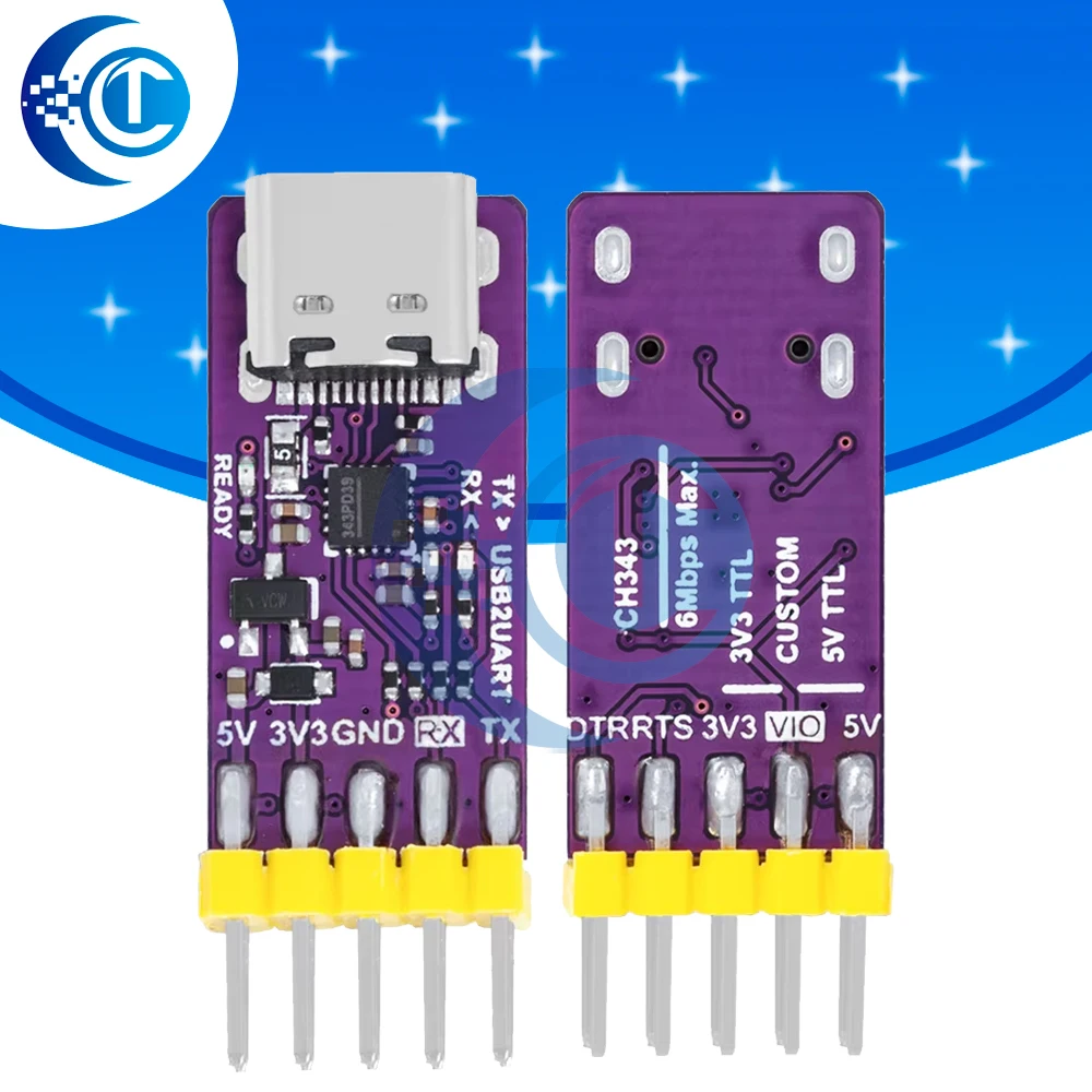 USB To Serial Port Module 6Mbps 5V/3.3V TTL CH343P Debugging Burning And Downloading Type-C Switch Instead CH340