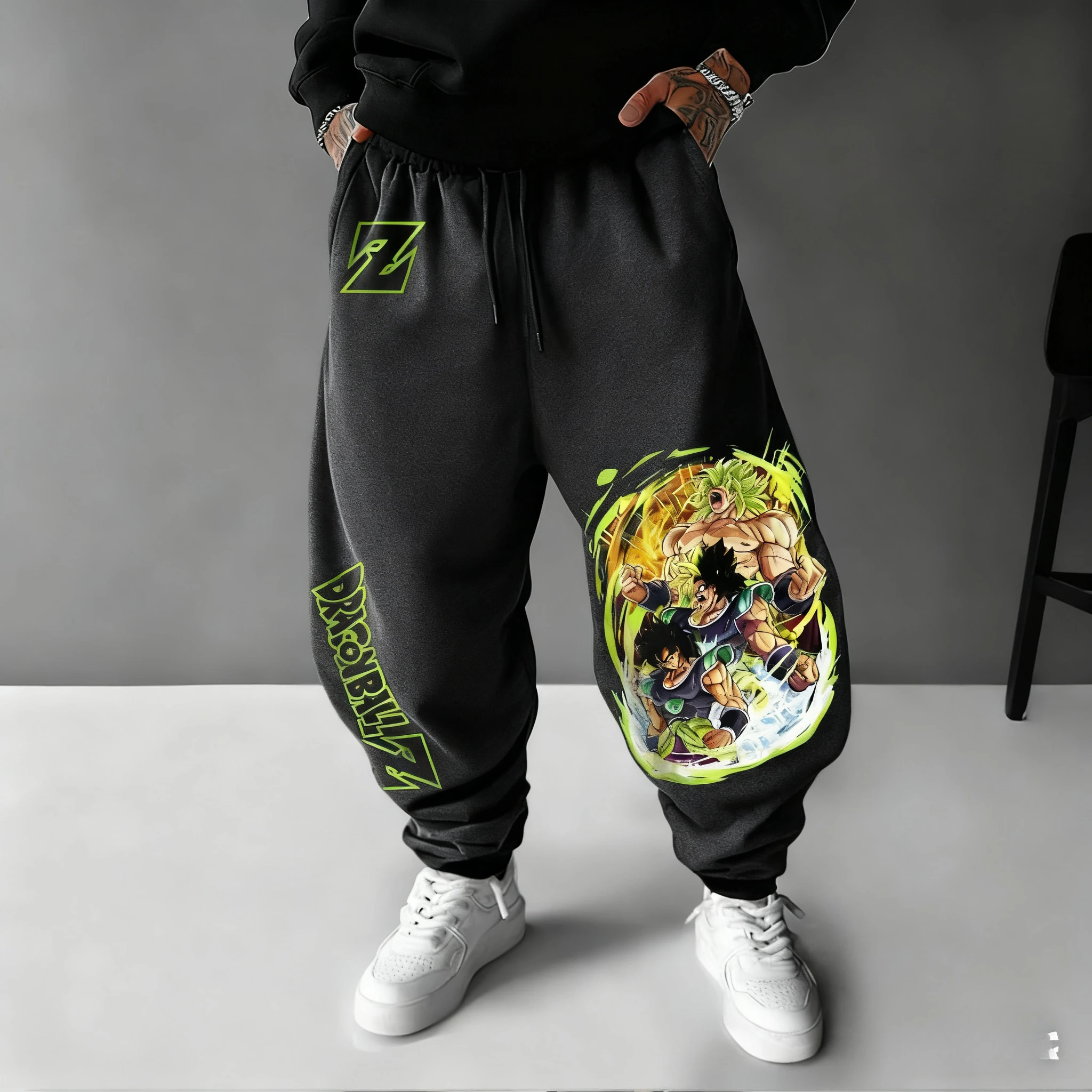 Dragon Ball Heren Joggingbroek 2023 Herfst/Winter Nieuwe Stijl Broly Anime Samenwerking Amerikaanse Hip Hop Losse Casual taps toelopende broek