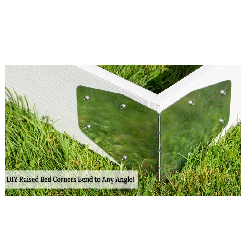 

A83I-DIY Garden Bed Corners Bend To Any Angle Use With Any Lumber Durable Steel Silver 4PCS