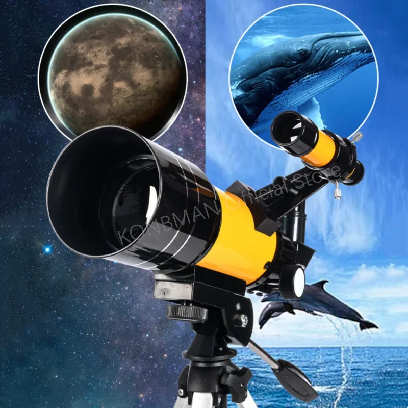 Portable Astronomical Telescope 70mm Aperture Adult and Children's Astronomical Refracting Telescope 300mm Beginner