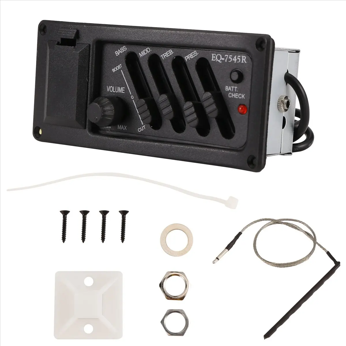 B72ABG Complete Kit EQ Pre-Amp plus Pickup for Acoustic Guitar 7545R-4 Bands plus Colume Control, Supplied with A Battery Box
