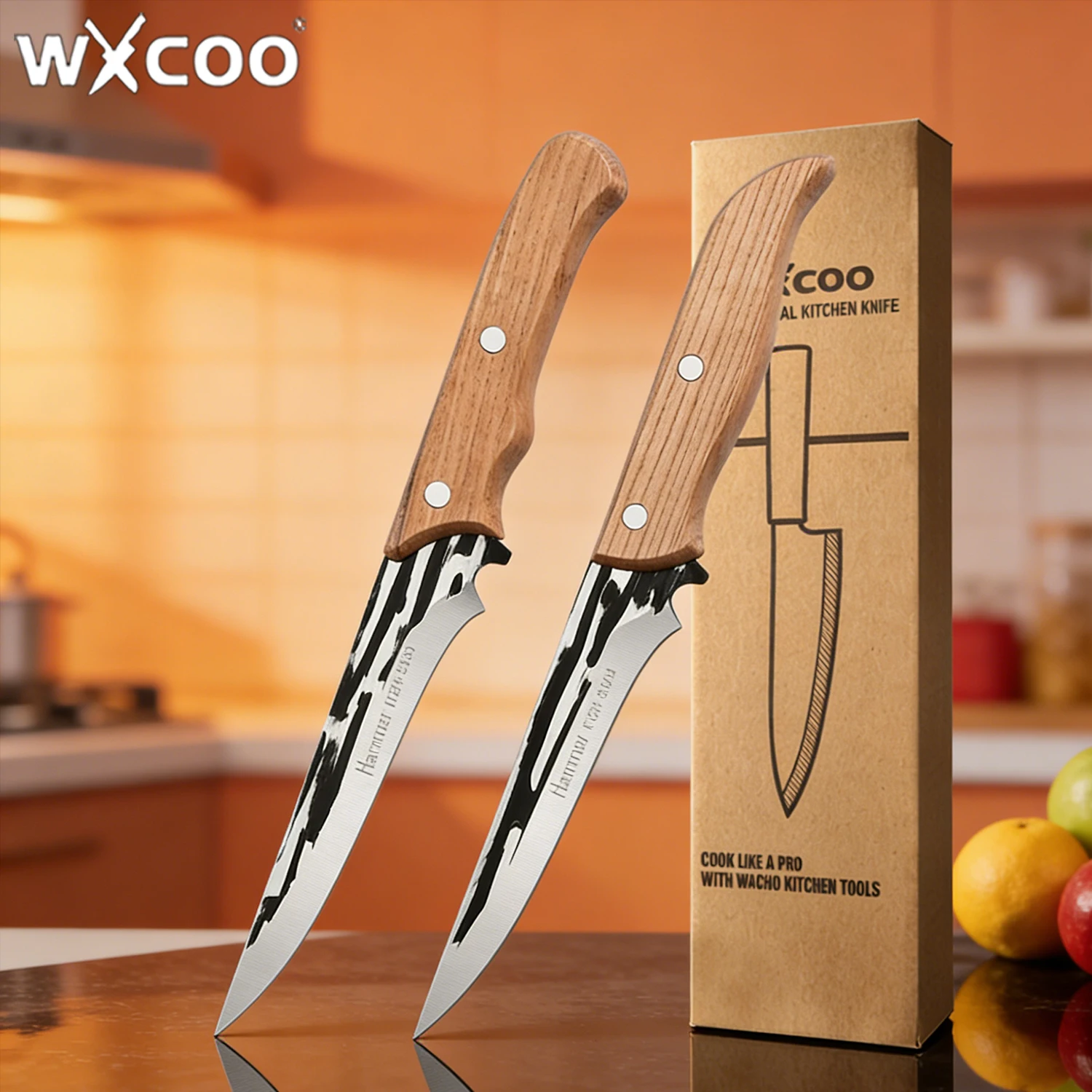 WXCOO Professionelles Ausbeinmesser Mehrzweck-Obst-Gemüse-Schneider Fleischbeil Handgeschmiedetes Küchenmesser mit Ergonomischem Griff