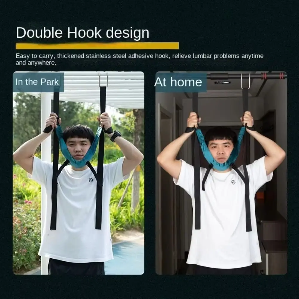 Image 6: Ceinture de traction cervicale respirante, forte capacité de charge, réglable, pour étirement du cou, sans installation, douce