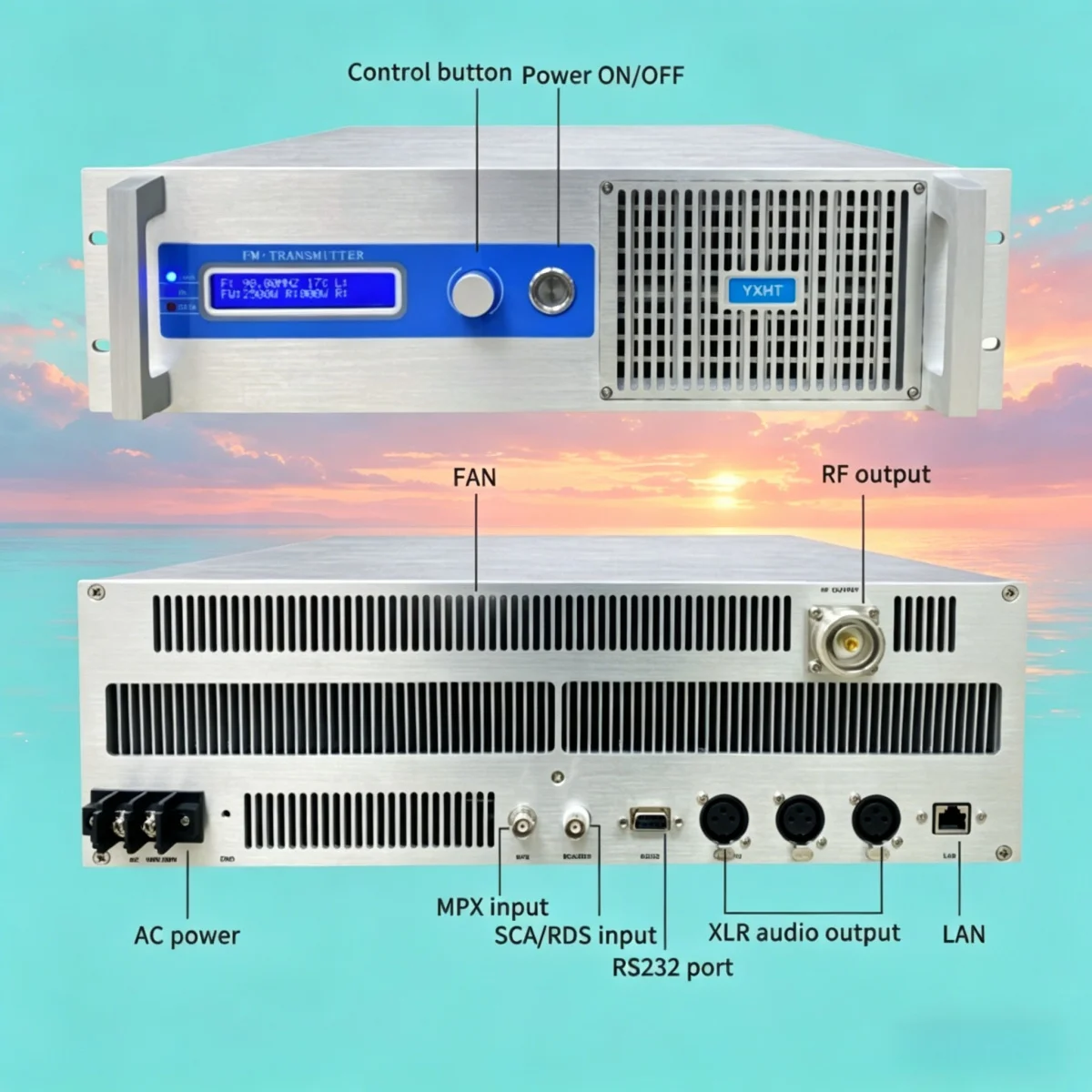 HP- YXHT-1, 1.8KW(1800W) FM Transmitter Radio Station, School Radio Relay, Low Noise Full Band, Export Ready Standard