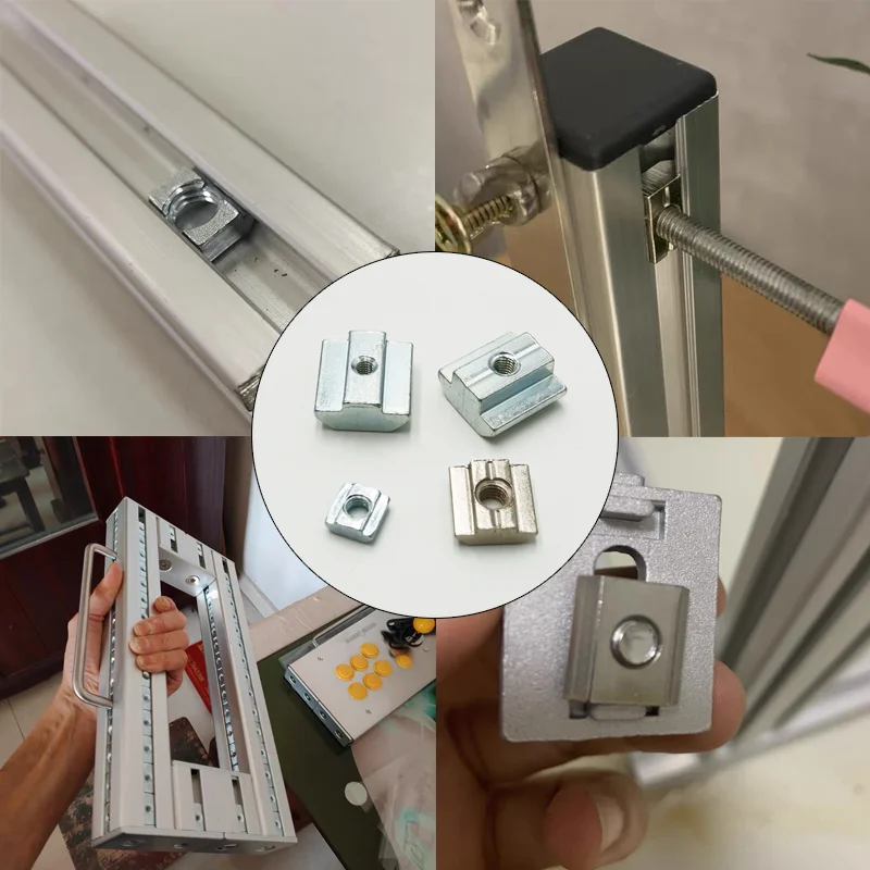 200x Slot Sliding Nut In t M3 M4 M5 M6 M8 Square Nuts T Block Track Sliding Hammer Nut for Connection Aluminum Profile 2020 3030