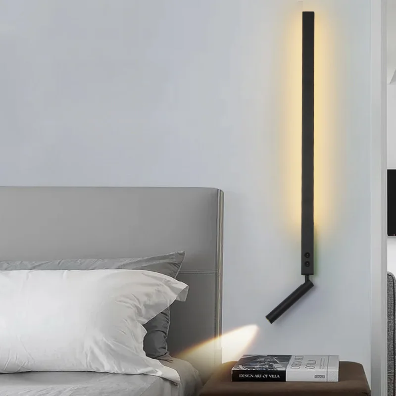 Modern Simple Led Wall Lamp Bedroom Bedside Lights For Living Room Background Lighting With Spotlight With Switch Sconce Lamps