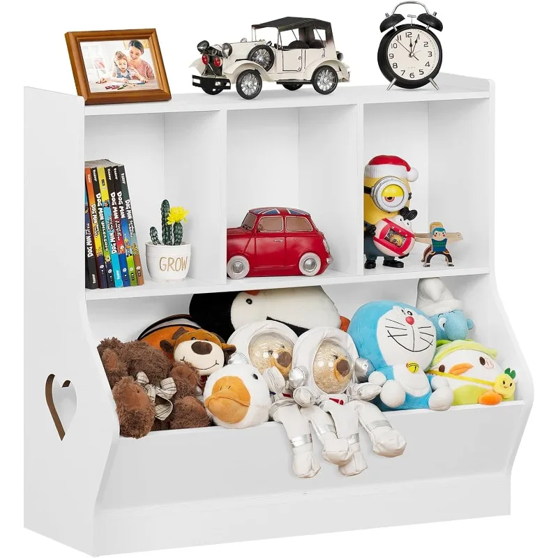 

Children Small Bookcase and Bookshelf, Toddler 4 Cubby Toy Storage Cabinet, Toy Shelf for Playroom, Bedroom, bookcase