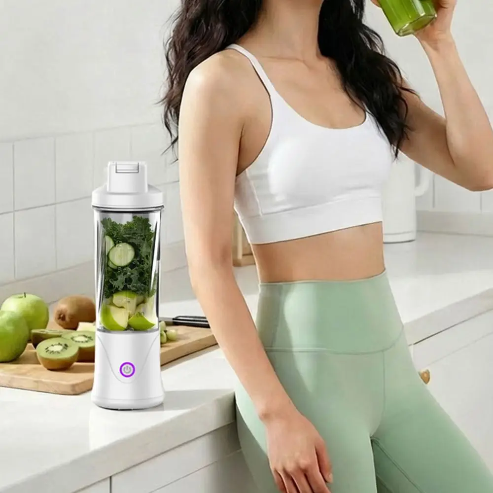 450ML Capacity Mini Blender Cup USB Charging Cordless Electric Fruit Juicer Small Plastic Fruit Extractor Cup Food Processing