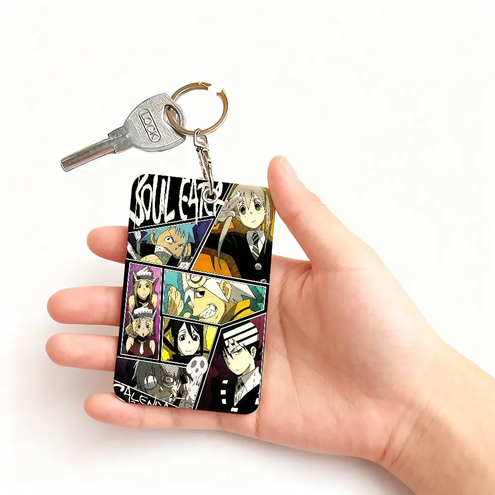 Soul Eater 1 Card Holder, Leather Card Storage Box, Key Chain, Access Tag Holder, ID Card Holder, Key Chain