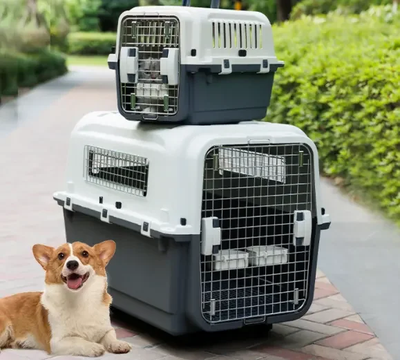 Pet cage Handheld plastic flight crate small and medium-sized pet out-of-town air freight box removable cat pet flight box