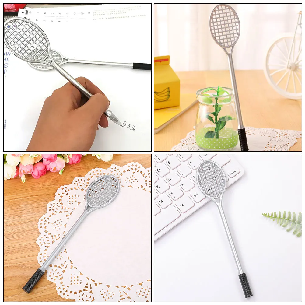 

2 Pcs Racket Pen Office Gel Ink Pens Animal Pencil Shaped Modeling Novelty Cute Silver Desk Accessories
