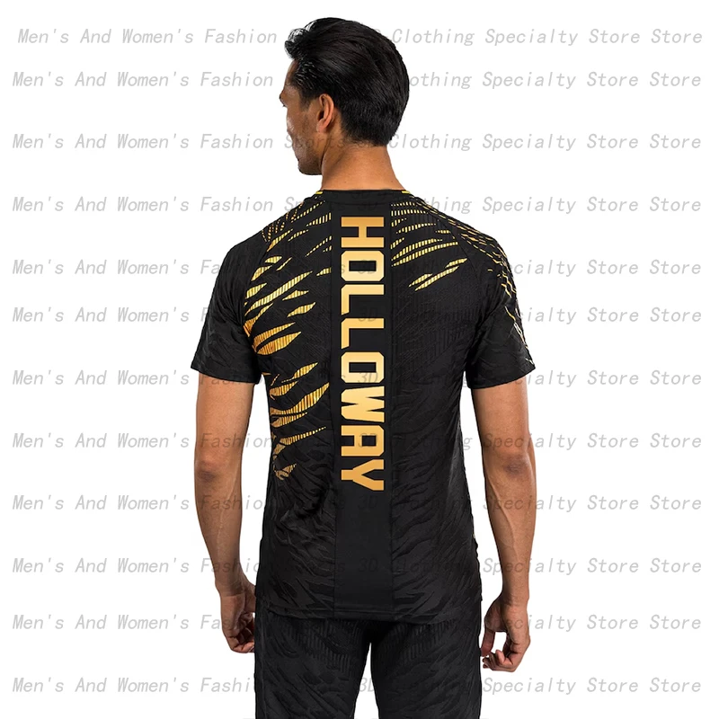 Nuevo conjunto de boxeo para deportes extremos para hombres y mujeres, camiseta de campeón de lucha UFC, camiseta de competición de lucha HOLLOWAY, Top de manga corta 6XL