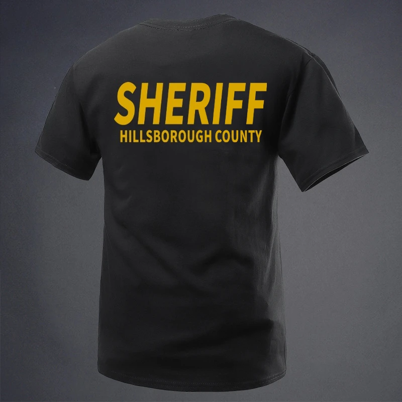 Best Sale 2026 Summer New Tough Guy Club America Series The SHERIFF Badge Printing Short Sleeve T-shirt