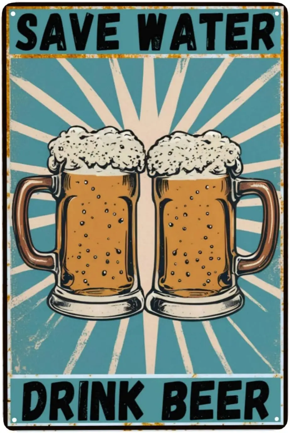 Save Water Drink Beer Sign Man Cave Decor Metal Beer Tin Signs for Garage Home Bar 8 × 12 --Tin Sign