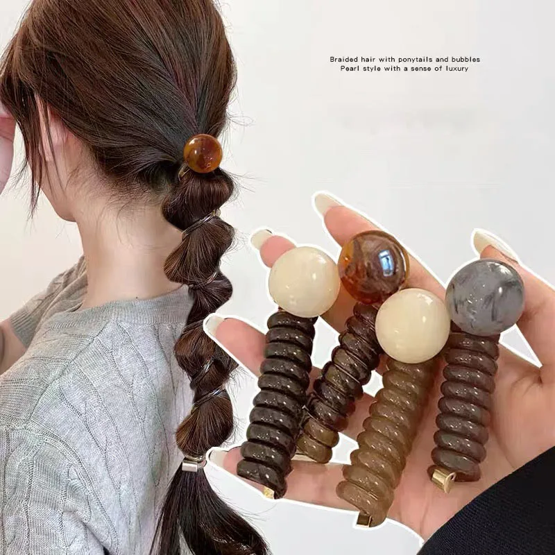 Cute Braid Rubber Bands for Women Girls Telephone Wire Hair Ties Spiral Spool Headbands Ponytail Girls Hair Accessories