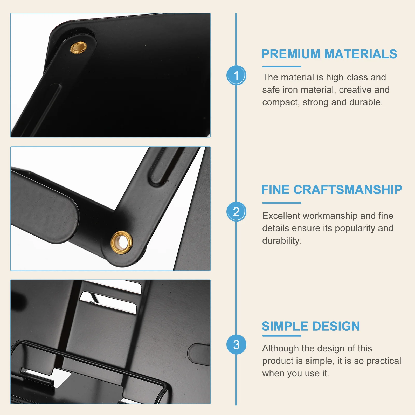 

Adjustable Iron Reading Stand Desktop Book Holder Multipurpose Reading Book Rest Laptop Tablet Support for Home Office Classroom