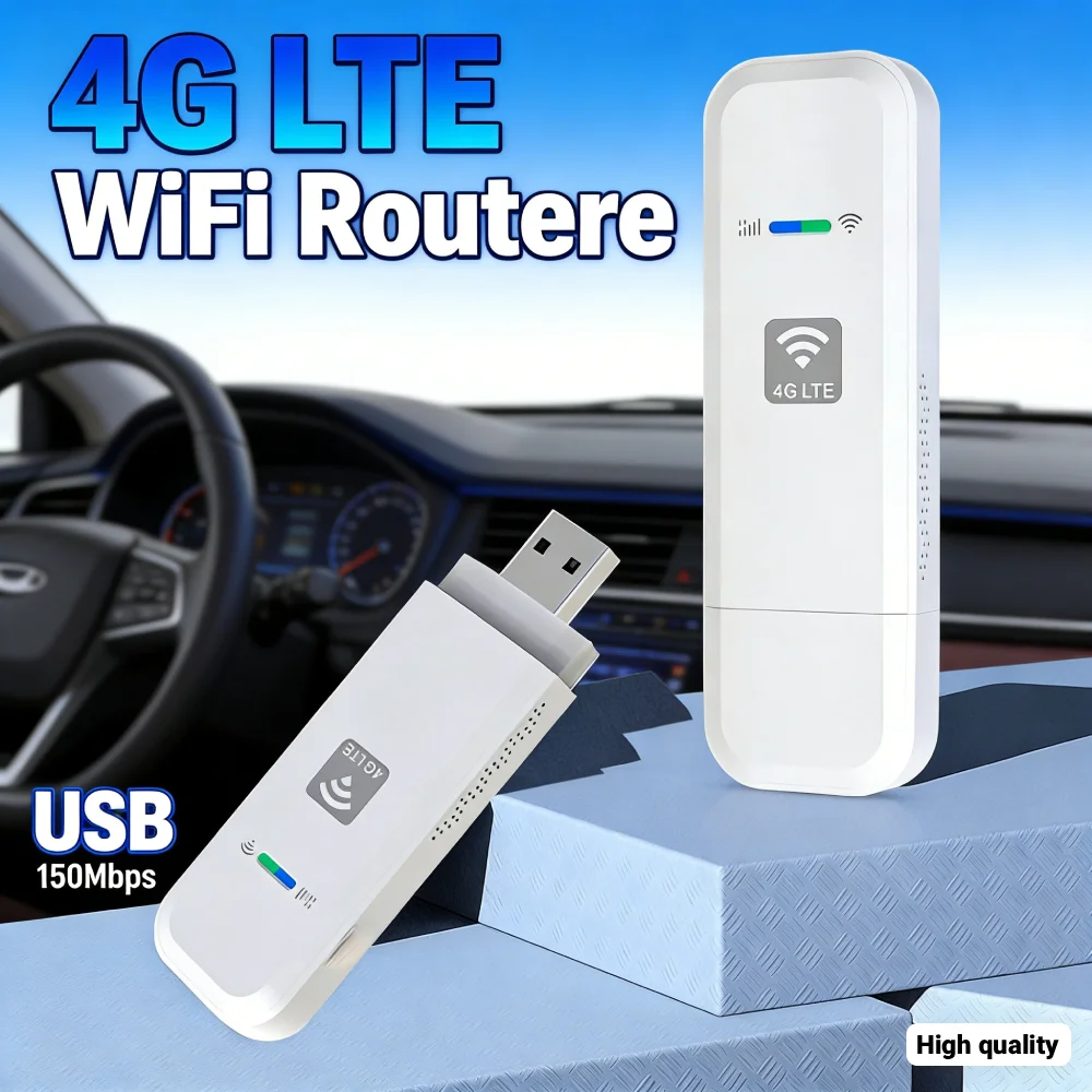 4G LTE USB WiFi Router 150Mbps Wireless Network Adapter with SIM Card Slot Plug and Play European Version for Outdoor Travel