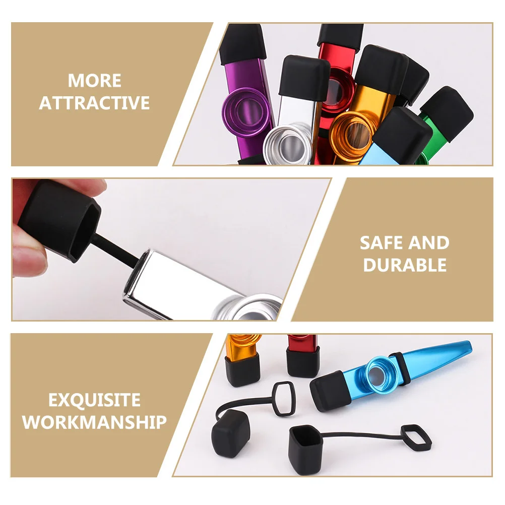 

6 Pcs Kazoo Cover Kazudi Mouth Guard Dust Protective Caps Explosion-proof Black