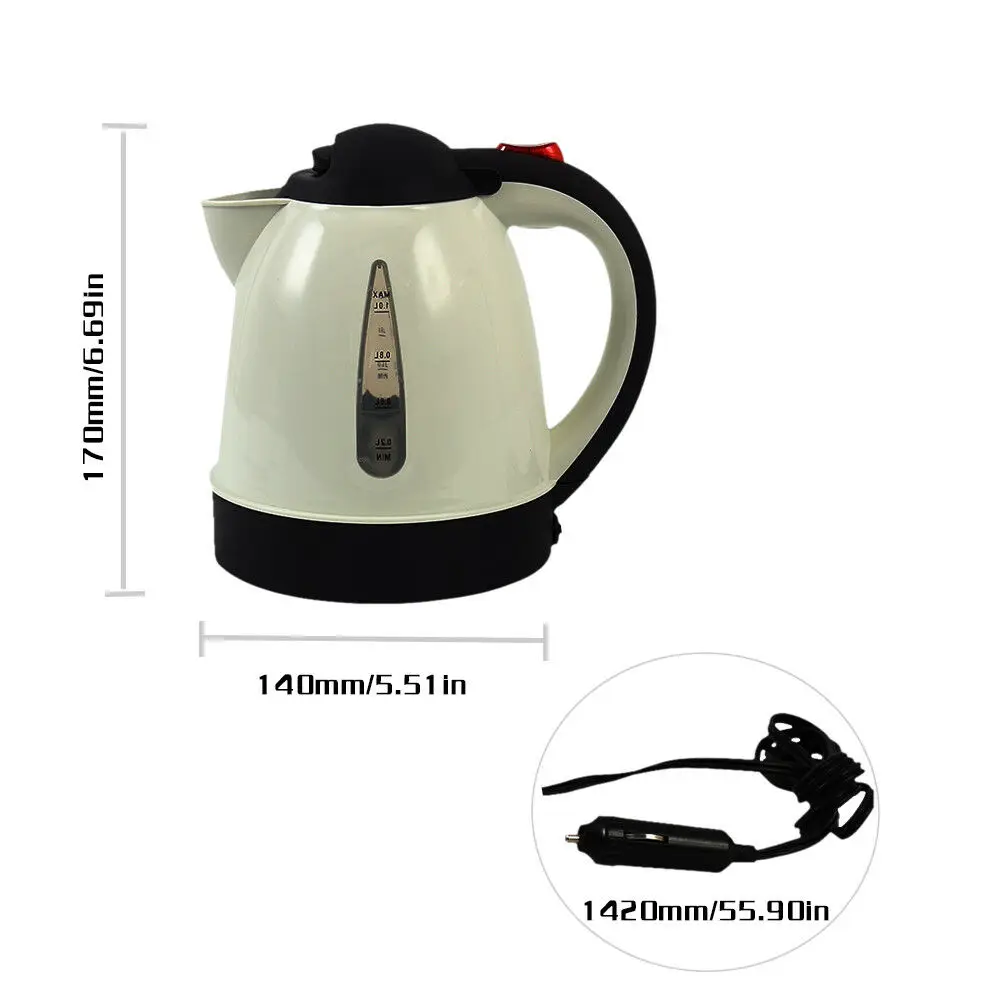 1000ML 12v Car Travel Kettle Electric RV Van Motorhome Cigarette Lighter Socket Car Hot Kettle Portable Camper Car Accessories