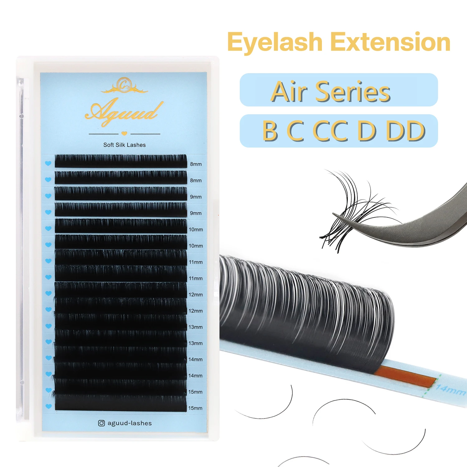 

AGUUD Faux Mink Eyelash Extensions Individual Lash False Eyelashes Matte Black Russian Volume Soft Natural Lashes Makeup Cilia