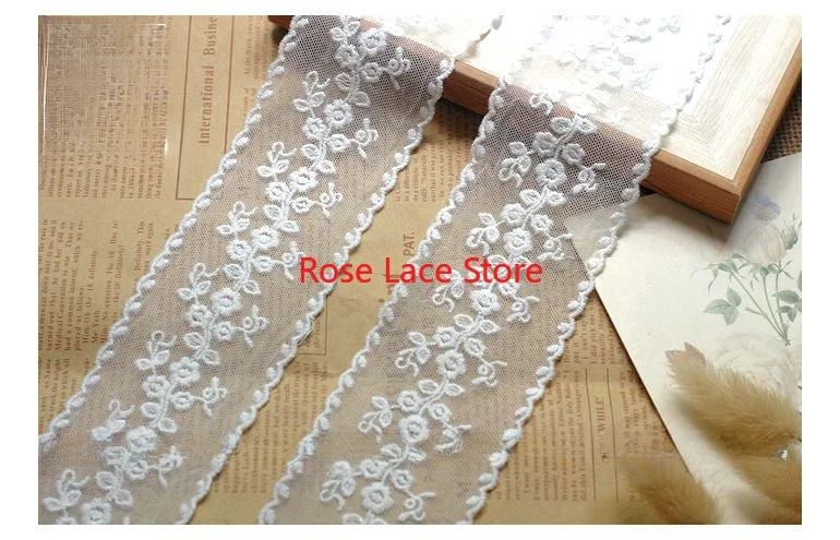 

5 yards flower embroidery Lace Trim,Off white soft mesh tulle lace trim, For Wedding Gown,Bridal Hairband,Girl Dress