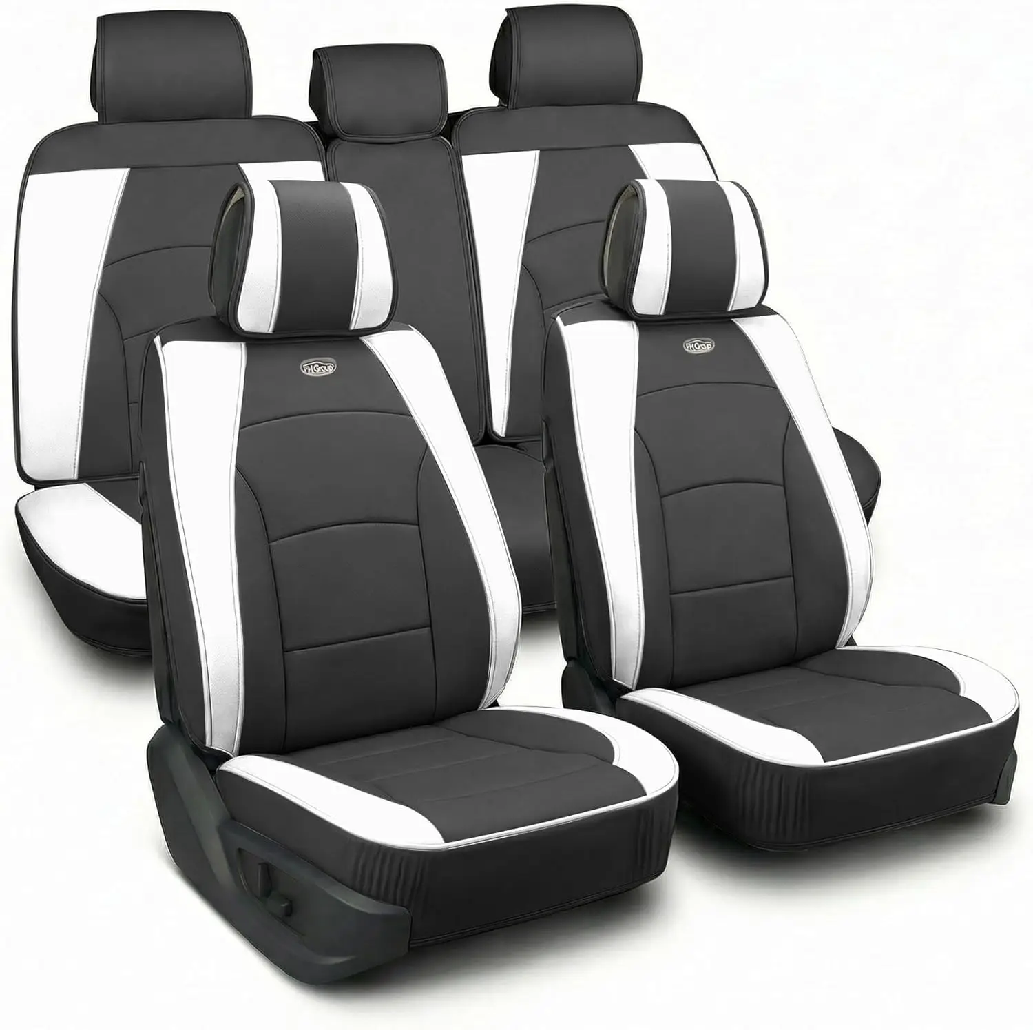 Cars/Trucks/SUVs Seat Covers, Faux Leather, White/Black, Ultra Comfort