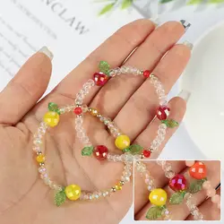 Fashion Sweet Gift Women Girl Lovely Fruit Crystal Beaded Bracelet Glass Crystal Stone Elastic Rope Bracelets Bangles
