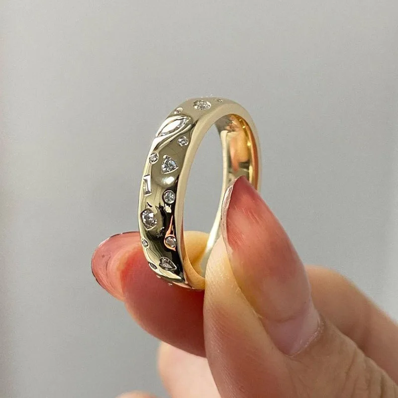 2-Carat 5MM Starlight Flat Inlaid Laboratory Diamond Multi Diamond Ring 14K 10K Pure Gold Ring  Anniversary Gift