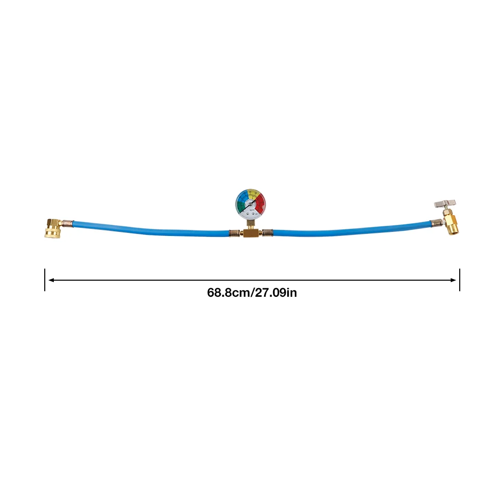 R134A Car AC Refrigerant Charge Hose Kit, Car Air Conditioning Recharge Hose with Gauge for Measuring Low-Pressure