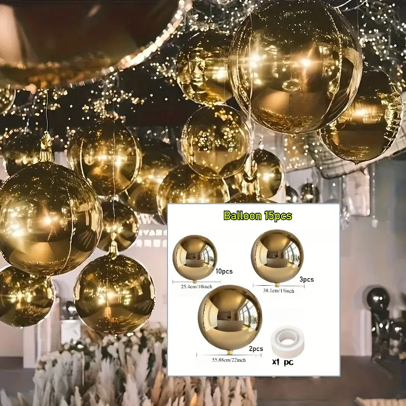 15 Stück 4D Goldene Aluminiumfolienballons für Partydekoration, Ostern, Erntedankfest, Valentinstag und Feiertagsfeiern – Detail 5