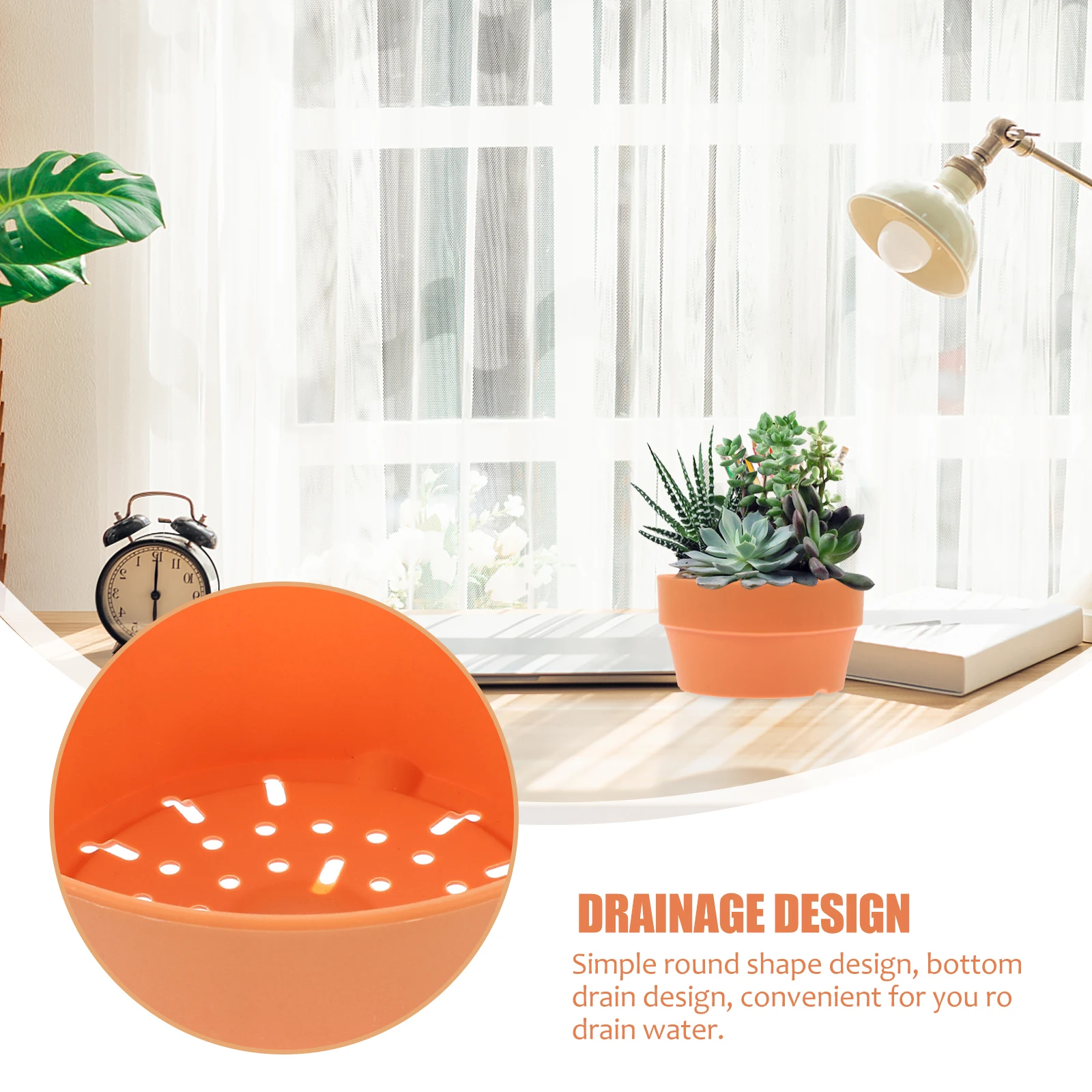 

6pcs Imitation Clay Flower Pot Japanese Round Plastic Container With Drainage Holes For Succulents Indoor Outdoor Garden