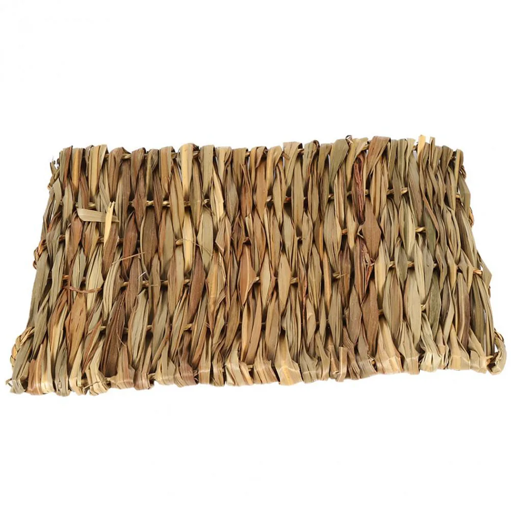 

2 Pcs Pet Grass Mat Seagrass Rabbit Pad Bunny Bed Chew Toy Hamster Mat Small Animal Play Rest Area Durable Hand Woven Eco