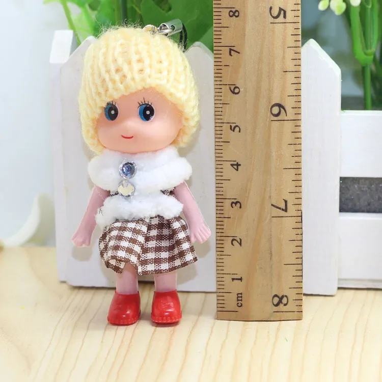 10 Pcs Kids Mini Doll Toys for Girls 8 Cm Cute Soft Plush Skirt Dolls Mobile Phone Pendant Handbag Decoration Random Color
