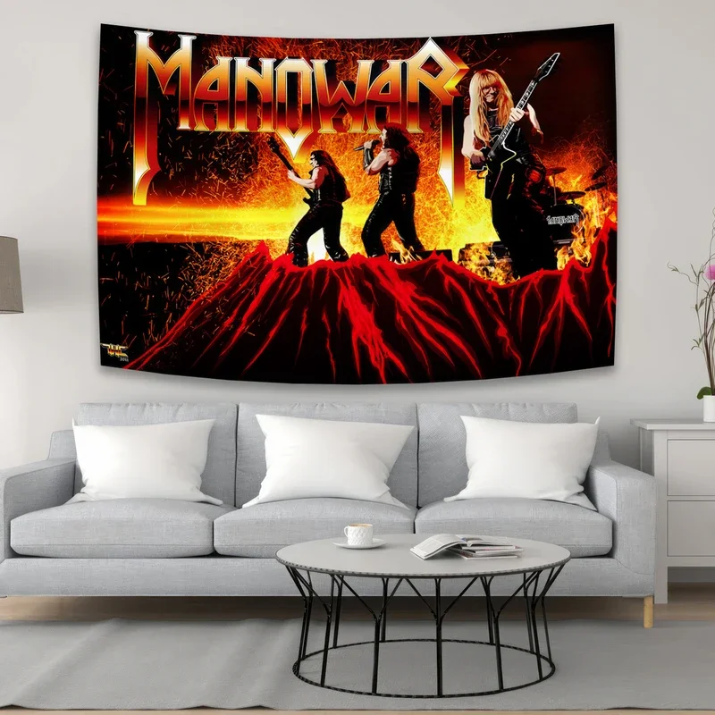 American Heavy Metal Band Hanging Tapestries Manowars Group Poster Print Background Cloth Home Decoration # 0@