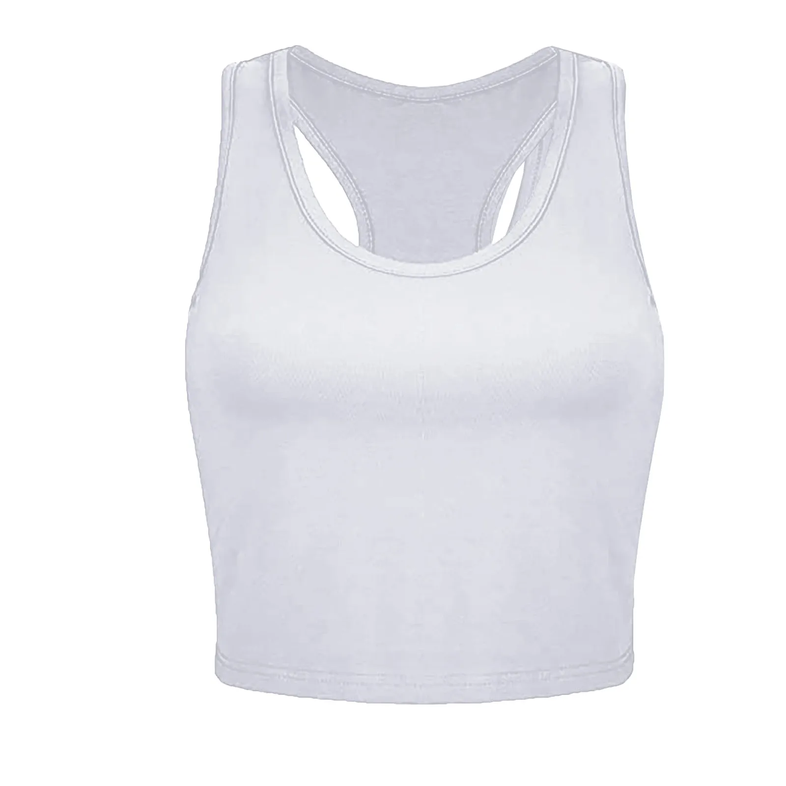 Colete casual sem costas em forma de U para mulheres, tops esportivos simples, gola redonda, colete apertado, diário, clássico, sólido, verão, novo