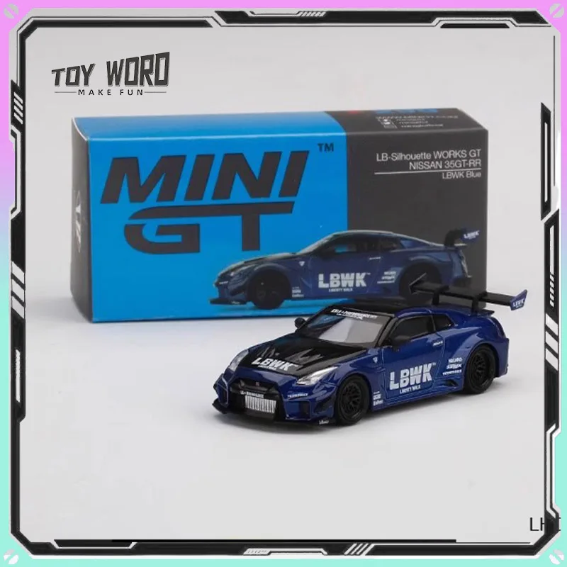 Mini Gt Car Model 1/64 LBWORKS BLUE NISSAN 35GT-RR Simulation Cars Model Room Ornament Display Car Models Boy Collection Gift