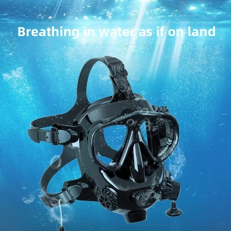 Silicone full face diving helmet M8058 mask snorkeling connection underwater nose respirator