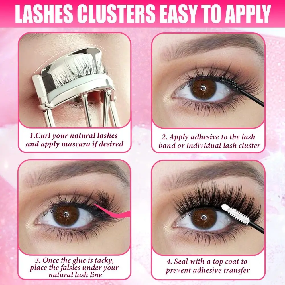Natural Look False Eyelashes Wispy Style Cluster Design DIY Lash Extension Kit Bond and Seal Fake Eyelash Makeup Enhancement