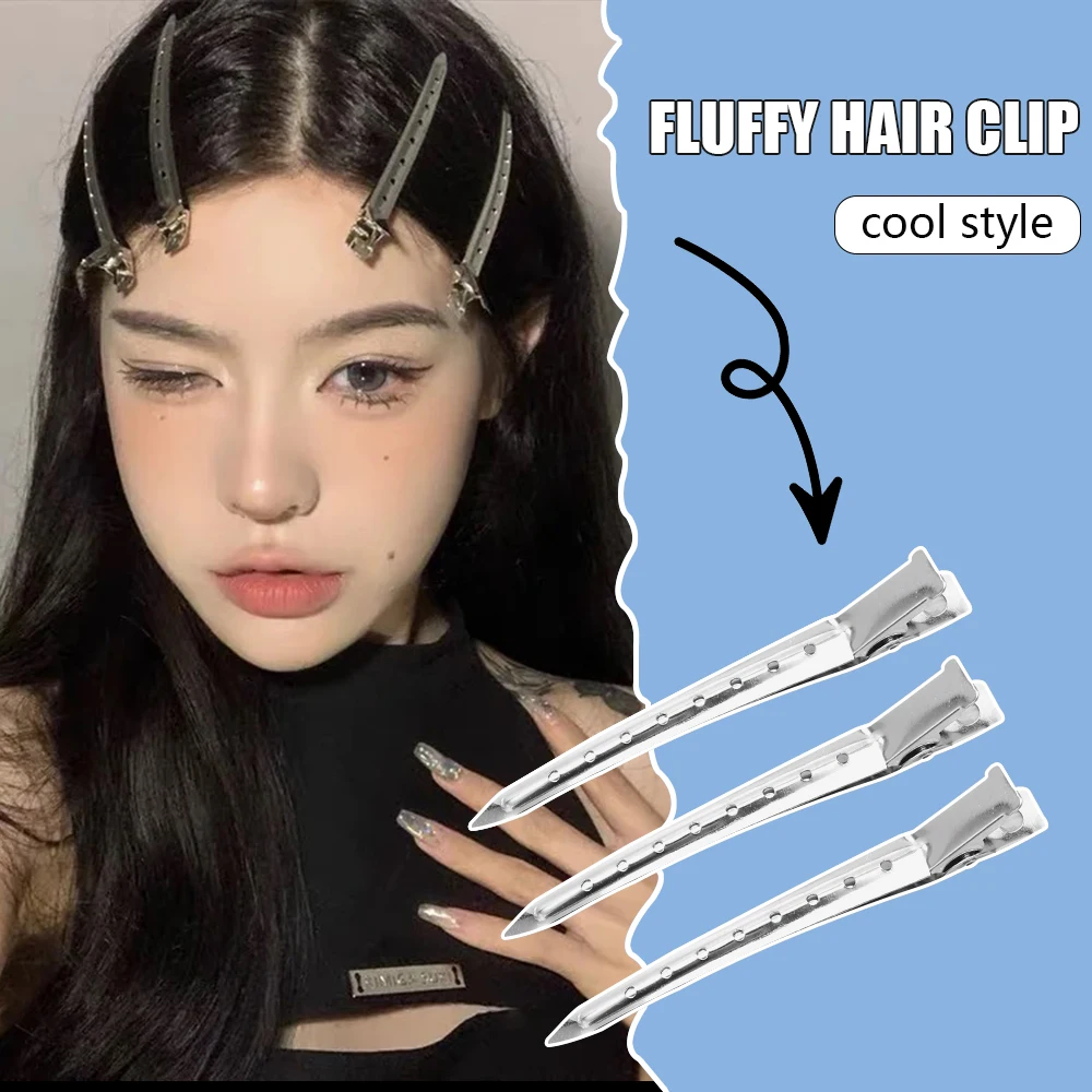 DIY Silver Hair Root Fluffy Duckbill Hairpin Partition Position Clip Flat Single Prong Alligator Headwear for Hair Styling Tool