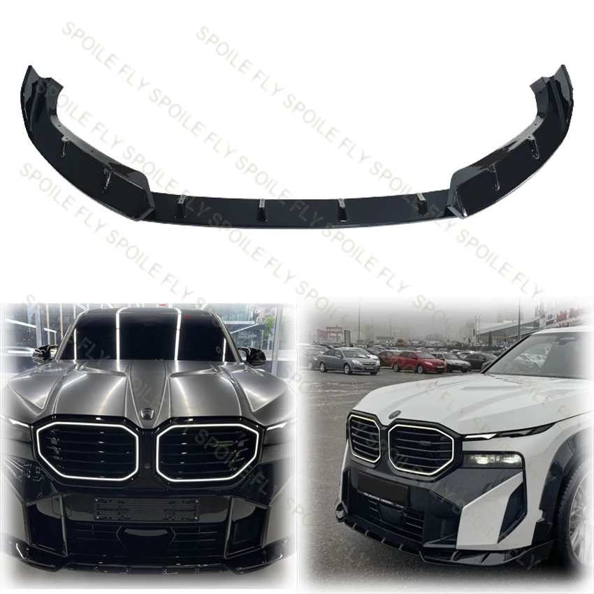 3X 2023 2024 2025 To Up for BMW XM G09 MP Design Style Car Front Bumper Lip Splitter Apron V.2 Spoiler By Gloss Black ABS