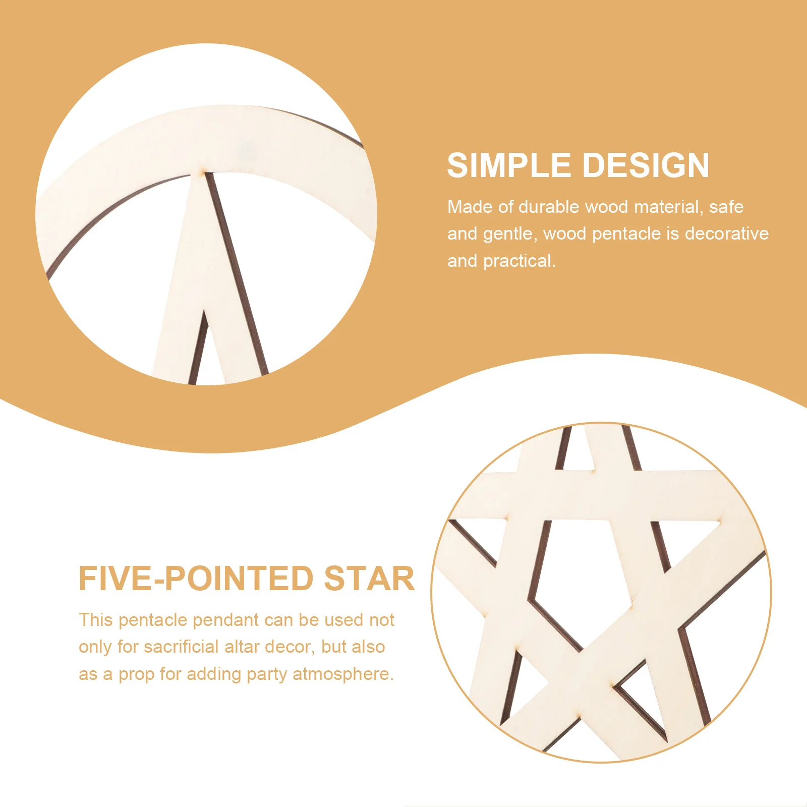 

Hanging Wooden Pentacle Wall Sign Decorative Star Pattern Altar Adornment Creative Desktop Decoration Retro Style Pentagram