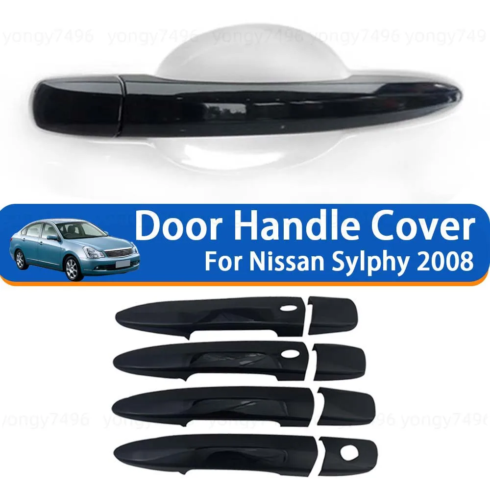 Cars Accessories Door Handle Cover For Nissan Sylphy 2008-2011 Glossy Black Car Decoration Upgrade Styling Stickers Modify A Car