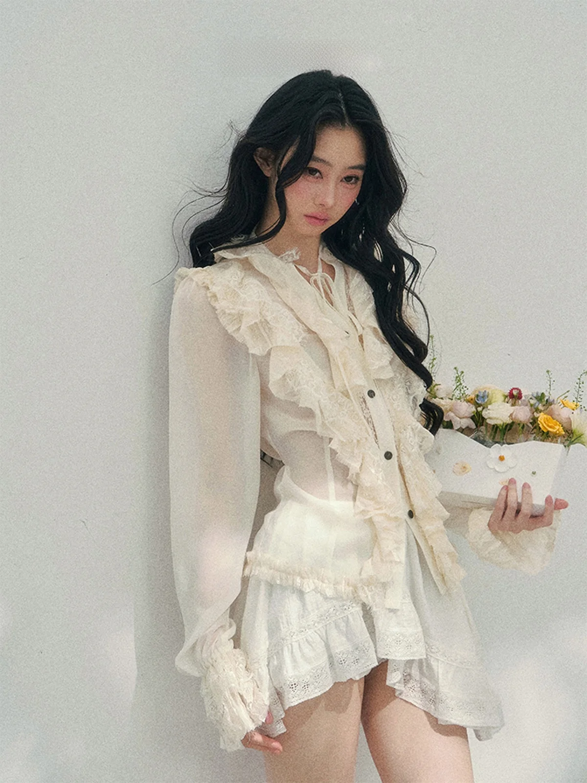 

Ele Lace Sve irt Women's Slim Fit Long Sve Polyester Spring Top AOMALM Court Sle Le Blouse