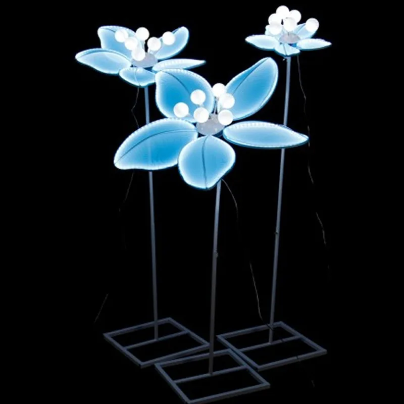 Wholesale blue flower street lamp bracket, for romantic warm white light walkway background decoration